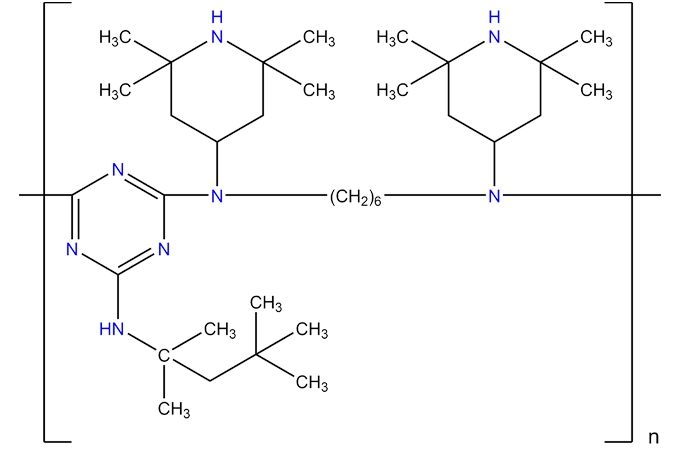 Poly[[6-[(1,1, 3,3-Tetramethylbutyl) amino]-1, 3,5-triazin-2, 4-diyl][(2,2,6,6-tetramethyl4-piperidinyl)imino]-1,6-Hexandiyl [(2,2, 6,6-Tetramethyl-4-piperidinyl) imino]])