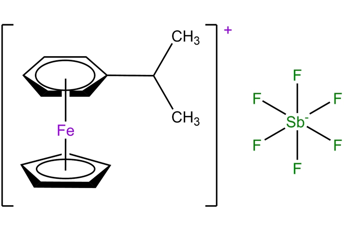 Cyclo penta dienyl eisen (ii) hexa fluor antiman at